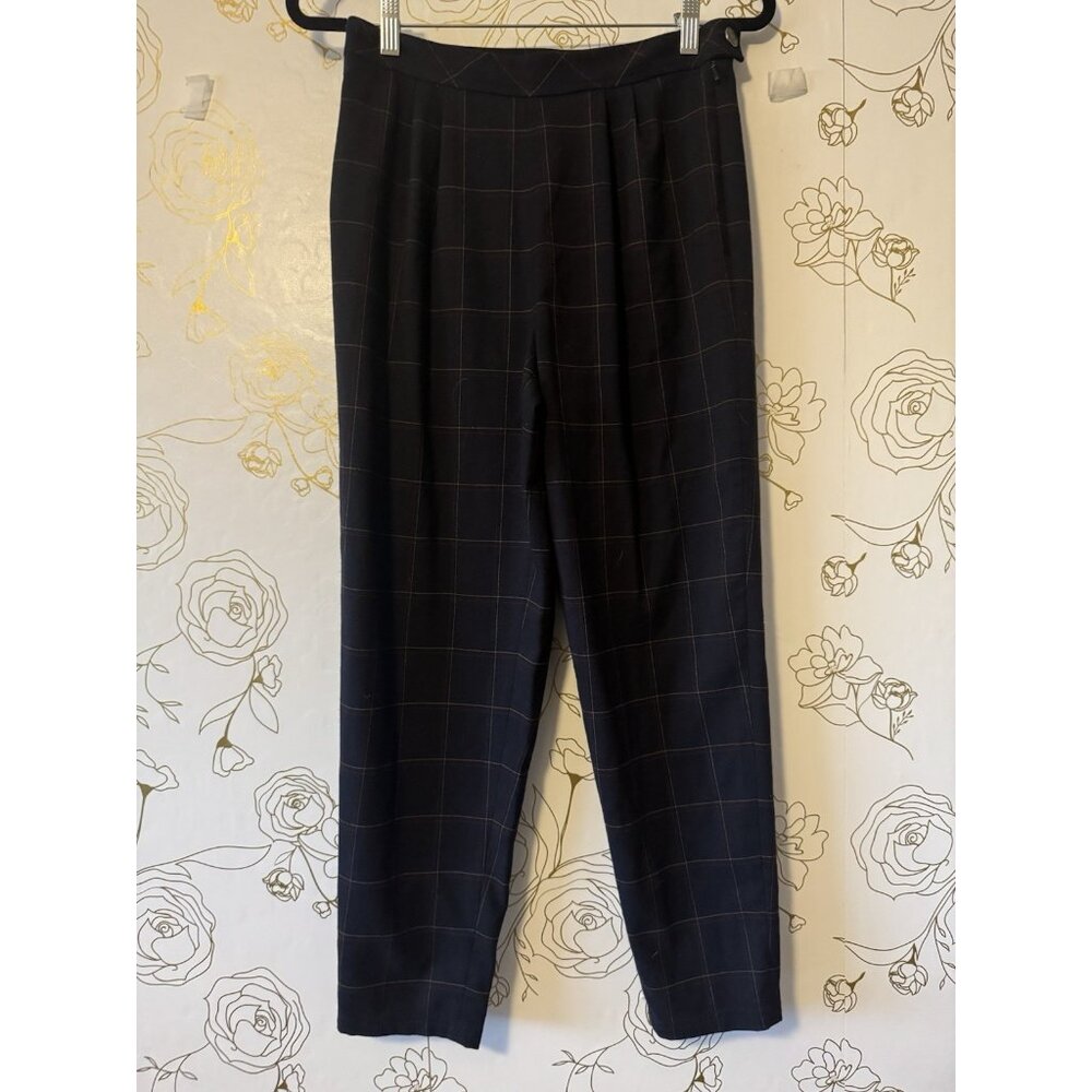 Free People Pants Womens Size 2 Black Plaid Slacks Tapered  Ankle  080
